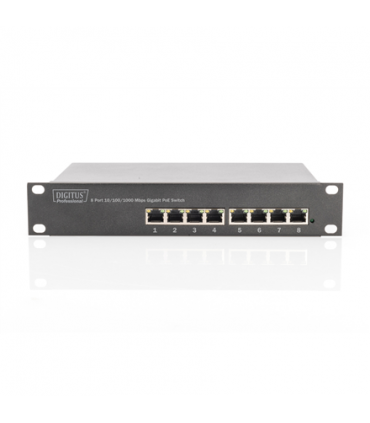 Digitus 8-port Gigabit Ethernet PoE switch DN-95317 10/100/1000 Mbps (RJ-45), Unmanaged, Rack mountable, Power supply type Inter