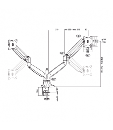 Logilink BP0043 Dual Monitor Desk mount, 13"-32",gas spring, aluminum
