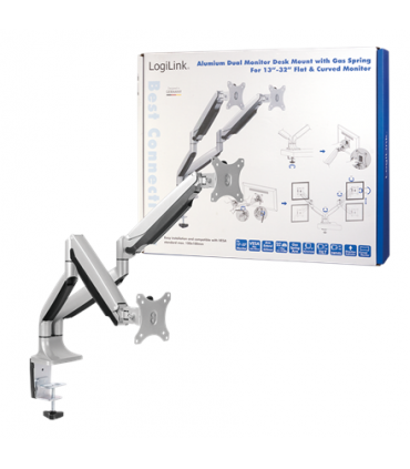 Logilink BP0043 Dual Monitor Desk mount, 13"-32",gas spring, aluminum