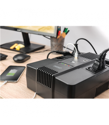 Digitus All-in-One UPS, 600VA/360W, LED 12V/7Ah x1, 4x CEE 7/7,3x IEC C13, USB, RJ45