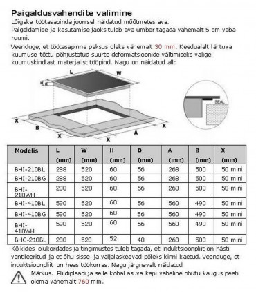 Bauer BHI-410BL induktsioon must