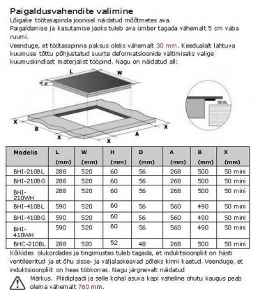 Bauer BHI-210BL induktsioon domino must