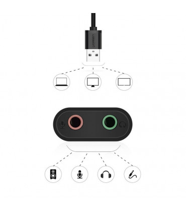 Ugreen USB 2.0 väline heliadapter 3,5mm