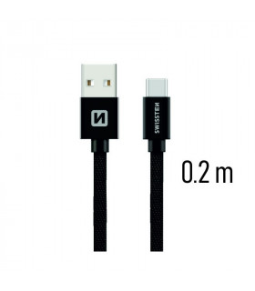 Swissten kaabel tekstiil USB-C 0,2m must