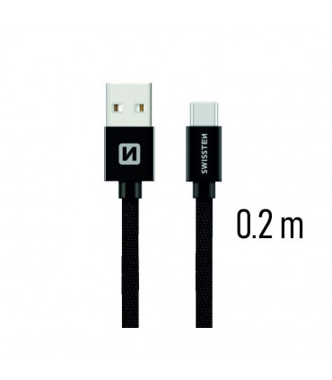 Swissten kaabel tekstiil USB-C 0,2m must