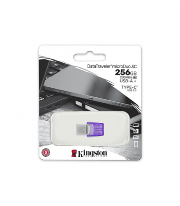 Kingston DataTraveler DT Micro Duo 3C 256 GB, USB Type-C and Type-A, Purple