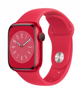 Apple Watch 8 GPS 41mm, punane silikoonrihm