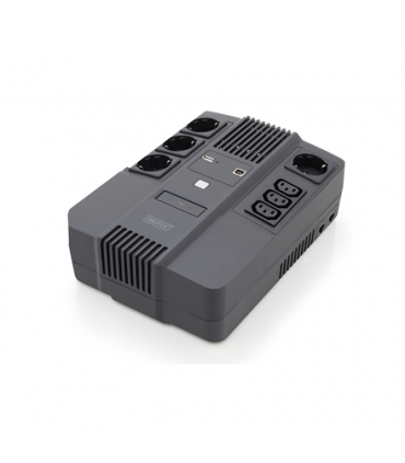 Digitus All-in-One UPS, 800VA/480W, LED 12V/9Ah x1, 4x CEE 7/7,3x IEC C13, USB, RJ45