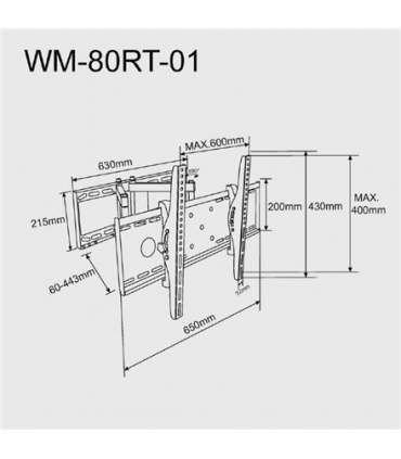 Gembird Full-motion TV Wall Mount  WM-80ST-02 37-80 ", Maximum weight (capacity) 60 kg, Black