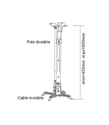 Sunne Projector Ceiling mount, PRO02S, Tilt, Swivel, Maximum weight (capacity) 20 kg, Silver