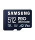 Samsung MicroSD Card with Card Reader PRO Ultimate 512 GB, microSDXC Memory Card, Flash memory class U3, V30, A2