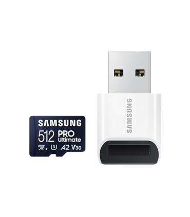 Samsung MicroSD Card with Card Reader PRO Ultimate 512 GB, microSDXC Memory Card, Flash memory class U3, V30, A2