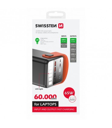 Swissten Power Line akupank 60000 mAh/ 65W/ LED valgusti