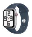 Apple Watch SE GPS + Cellular 44mm Silver Aluminium Case with Storm Blue Sport Band - S/M