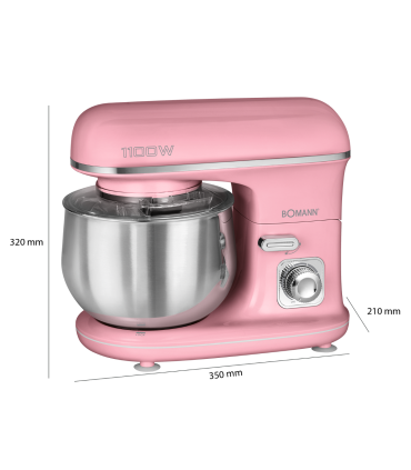 Bomann KM6030CBP roosa, multifunktsionaalne mikser 5 L