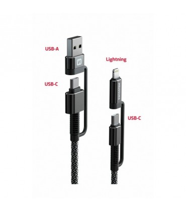 Swissten Kevlar kaabel 4in1, 1,5m