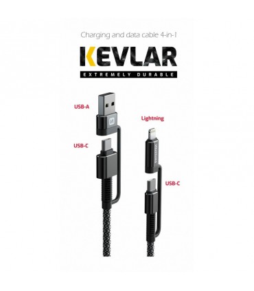 Swissten Kevlar kaabel 4in1, 1,5m