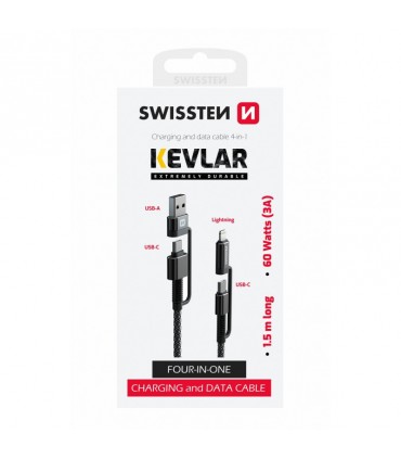 Swissten Kevlar kaabel 4in1, 1,5m