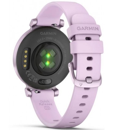 Garmin Lily 2 Sport, 35 mm, lilla metallik, lilla silikoonrihm
