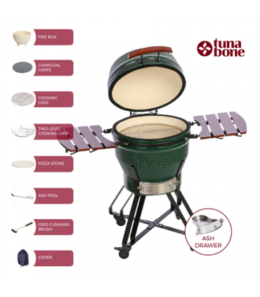TunaBone Kamado Pro 22" grill, size M, green