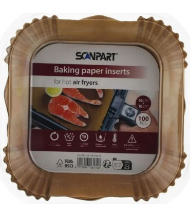 Scanpart küpsetuspaberid kuumaõhufritüürile 2910070004, 16 x 16 cm kandiline, 100 tk