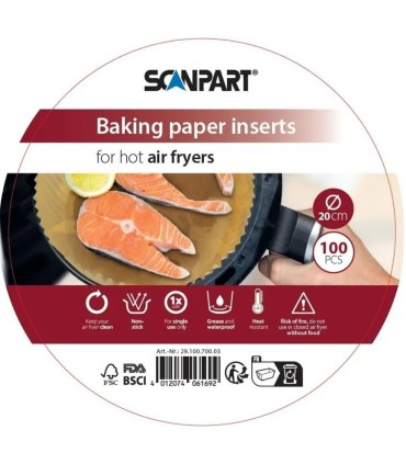 Scanpart küpsetuspaberid kuumaõhufritüürile 2910070003, ümar 20 cm, 100 tk