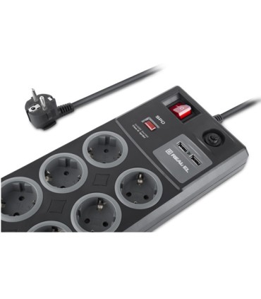 REAL-EL RS-8F pikendusjuhe 8 pesa ülepingekaitsmega+2xUSB, 3m