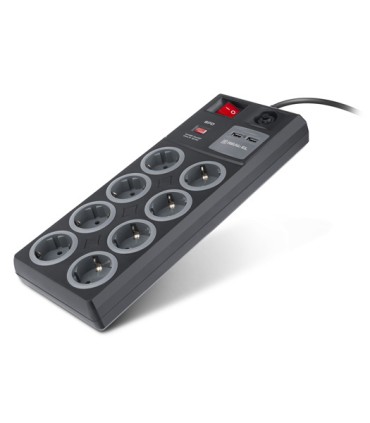 REAL-EL RS-8F pikendusjuhe 8 pesa ülepingekaitsmega+2xUSB, 3m