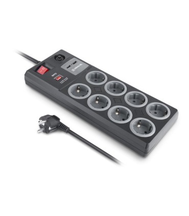 REAL-EL RS-8F pikendusjuhe 8 pesa ülepingekaitsmega+2xUSB, 3m