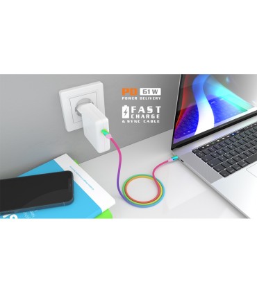 REAL-EL Type-C to Type-C Rainbow, 1m