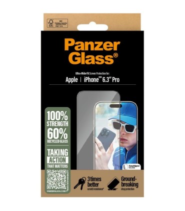 Panzerglass iPhone 16 Pro , musta äärega, Ultra-Wide Fit