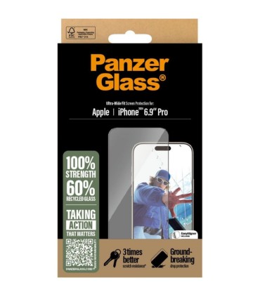 Panzerglass iPhone 16 Pro Max , musta äärega, Ultra-Wide Fit