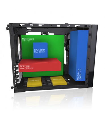 Fractal Design NODE 804 Side window, 2 - USB 3.0Audio in/outPower button with LED (white)HDD activity LED (white), Black, Micro