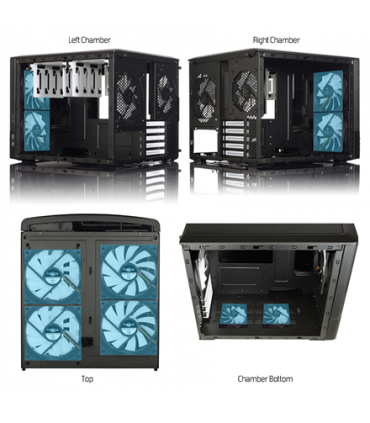 Fractal Design NODE 804 Side window, 2 - USB 3.0Audio in/outPower button with LED (white)HDD activity LED (white), Black, Micro