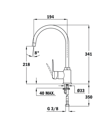 Sink Tap Teka IN 995 INCA, Black