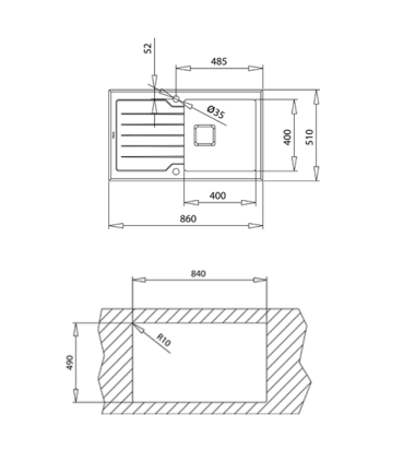 Sink Teka Diamond RS15 1B 1D white