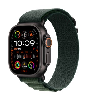 Apple Watch Ultra 2 GPS + Cellular 49mm Black Titanium Case with Dark Green Alpine Loop - Large
