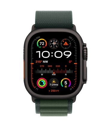 Apple Watch Ultra 2 GPS + Cellular 49mm Black Titanium Case with Dark Green Alpine Loop - Large