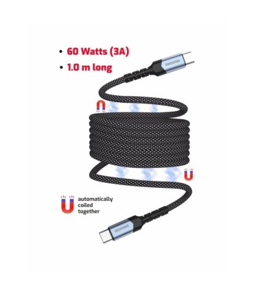 Swissten magnetiline kaabel tekstiil USB-C to USB-C 1m must