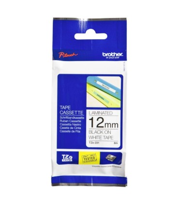 Brother lint 8mx12mm must kiri valgel taustal