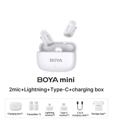 Boya juhtmevaba mikrofon mini-13 Lightning/USB-C, valge