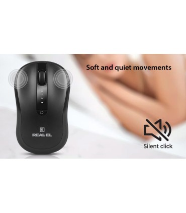 REAL-EL RM-450W Silent juhtmevaba/BT hiir , must