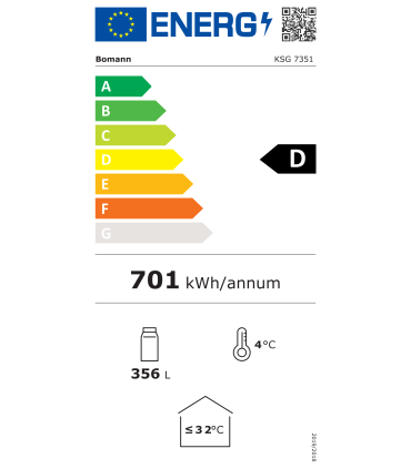 Bomann KSG7351B klaasuksega külmik