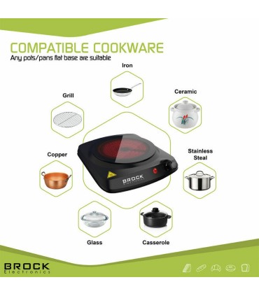 Brock HPI 3001 BK lauapliit 1 keraamilise keedualaga, must