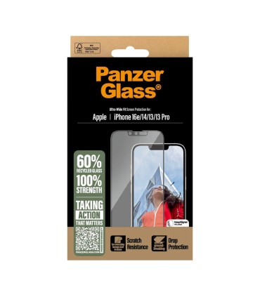 Panzerglass iPhone 16e/ 14 / 13 / 13 Pro , musta äärega