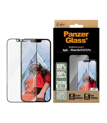 Panzerglass iPhone 16e/ 14 / 13 / 13 Pro , musta äärega