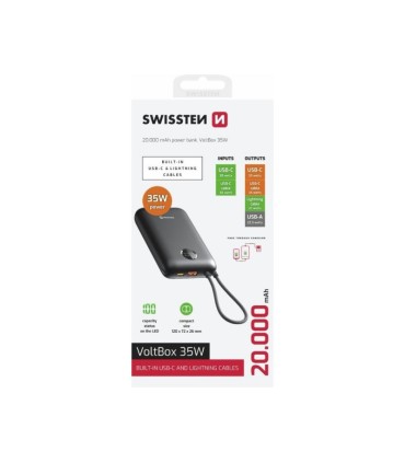 Swissten Voltbox 35W akupank 20000 mAh koos juhtmetega
