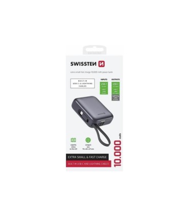 Swissten akupank 10000 mAh koos juhtmetega
