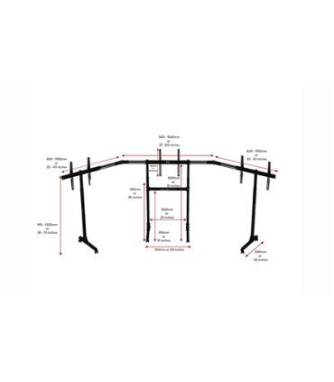 Next Level Racing Floor stand Free Standing Triple Monitor stand 3 x 32- 65" Black