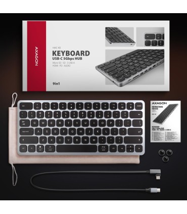 AXAGON KEYBOARD + I/O HUB 9IN1/0.6M HMC-KB-US